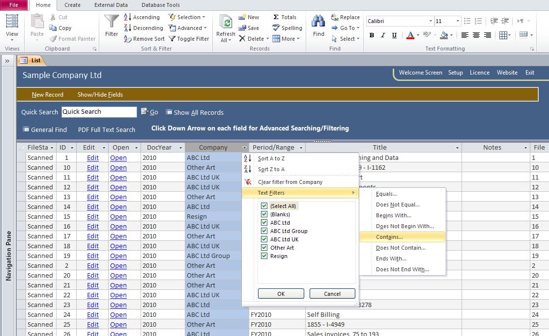 filestore document management screen image